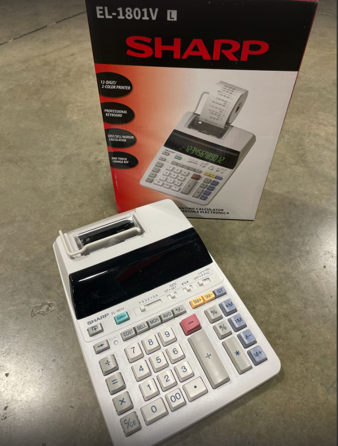 Sharp EL-1801V Ink Printing Calculator, Fluorescent Display, AC, Off-W ...