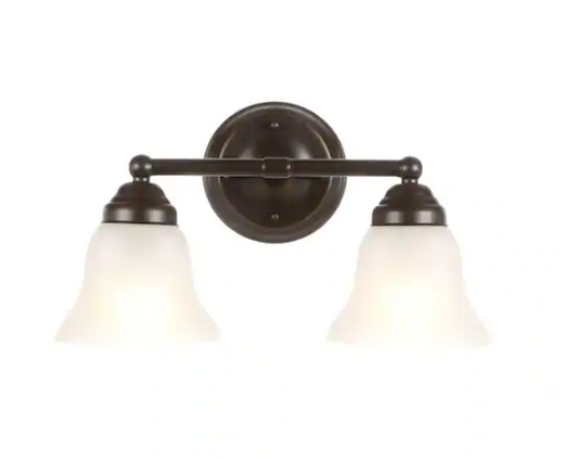 Ashhurst 2-Light Oil Rubbed Bronze Vanity Light with Frosted Glass Shades