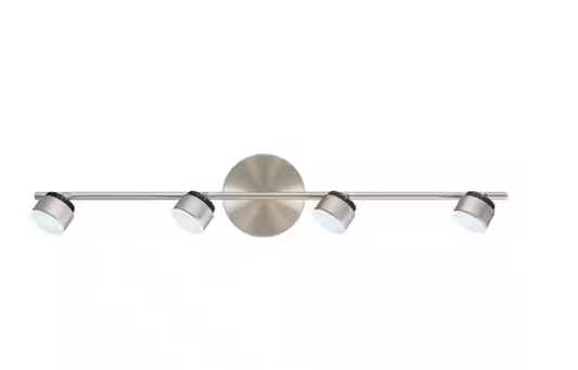 Eglo Armento 1 Collection 30.71 in. W 4-Light Satin Nickel Dimmable Integrated LED Track Lighting Kit with Adjustable Heads