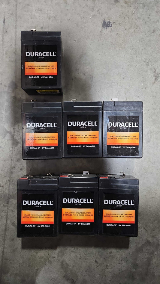 SLA6-5F Duracell Ultra DURA6-5F 6V 5AH General Purpose AGM Sealed Lead Acid (SLA) Battery with F1 Terminals - EACH