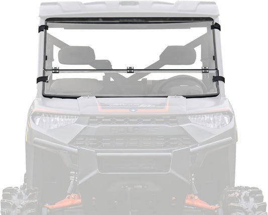 SuperATV Scratch Resistant Flip Down Front Windshield for Polaris Ranger XP 1000