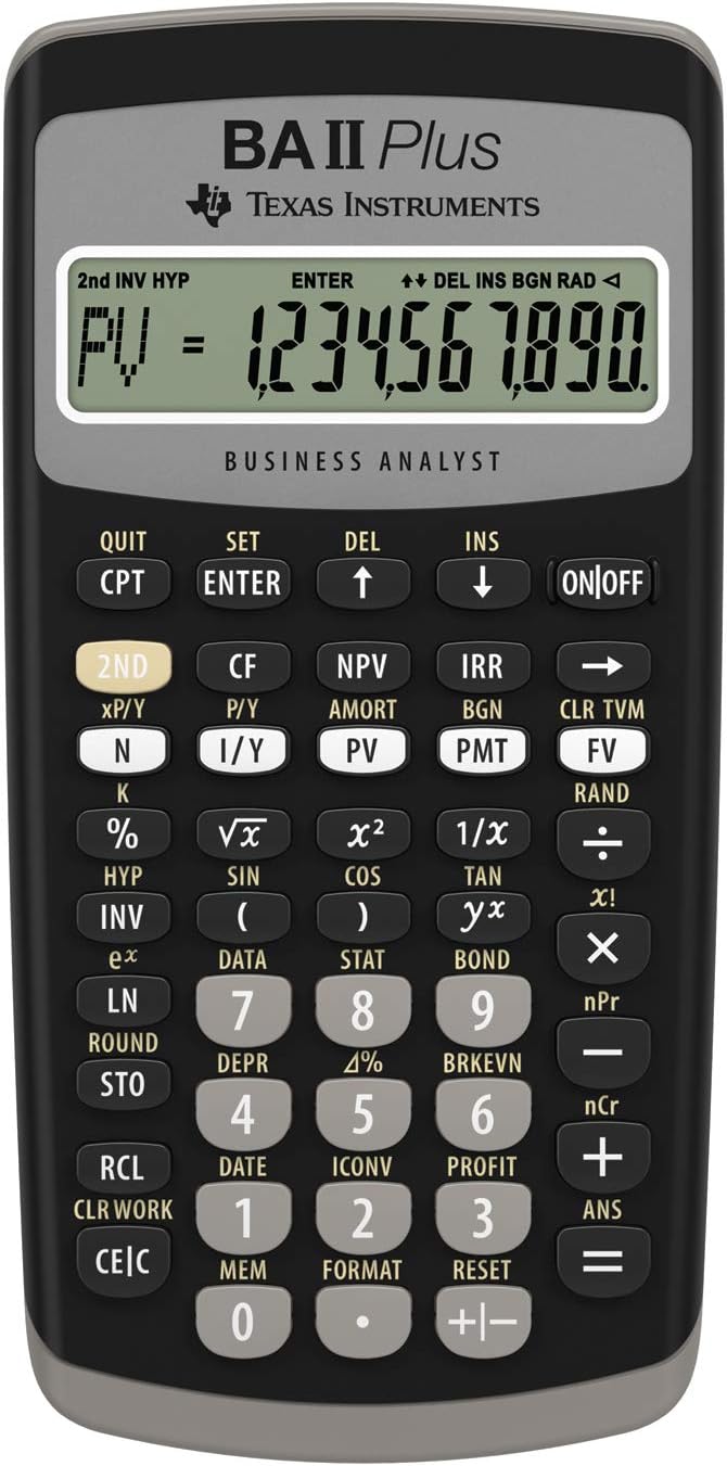 Texas Instruments BA II Plus Financial Calculator, Black Medium