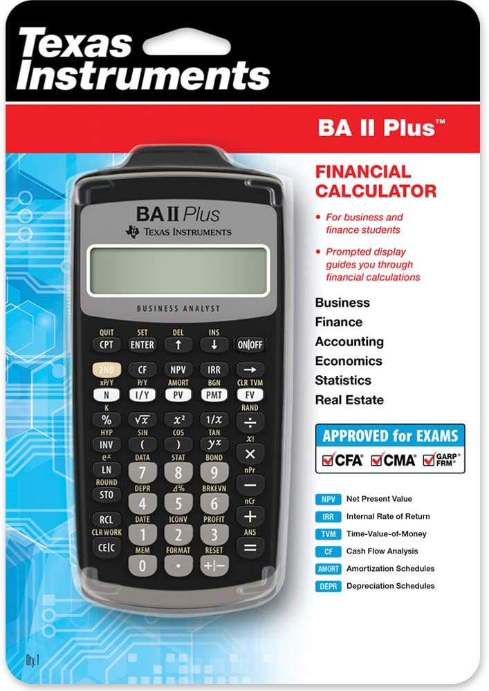 Texas Instruments BA II Plus Financial Calculator, Black Medium