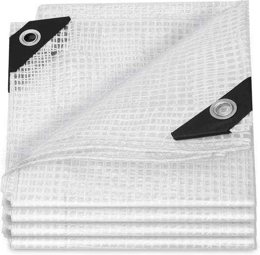 Tubtoken Clear Greenhouse Tarp 18x24FT - Heavy Duty 14 Mil Clear Waterproof Cover, UV Resistant Poly Tarp with Grommets - Superior Strength for Gardening, Farming, Nursery, Garden