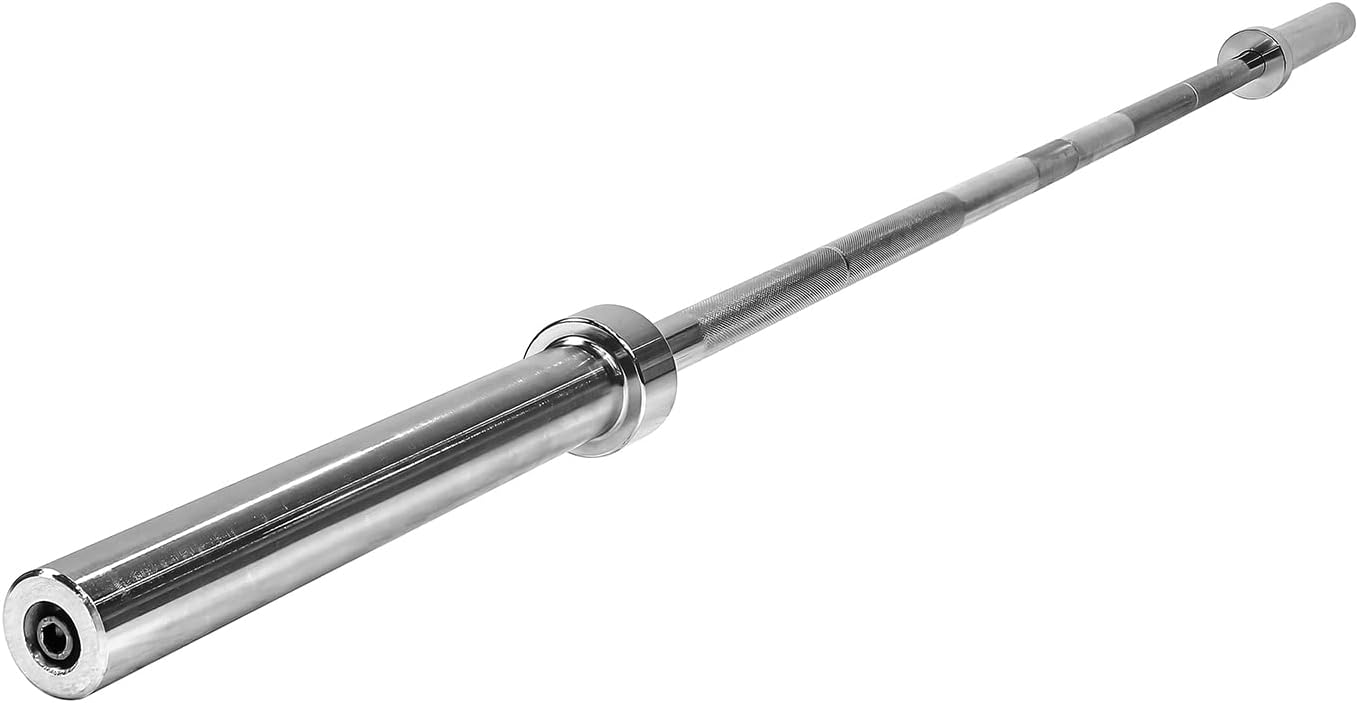 WF Athletic Supply 7 ft 2-inch Olympic Weighted Solid Steel Bar Barbell, for Weightlifting/Bench Press/Deadlift and Power Lifting Strength Training, with Rotating Sleeve, Home Gym