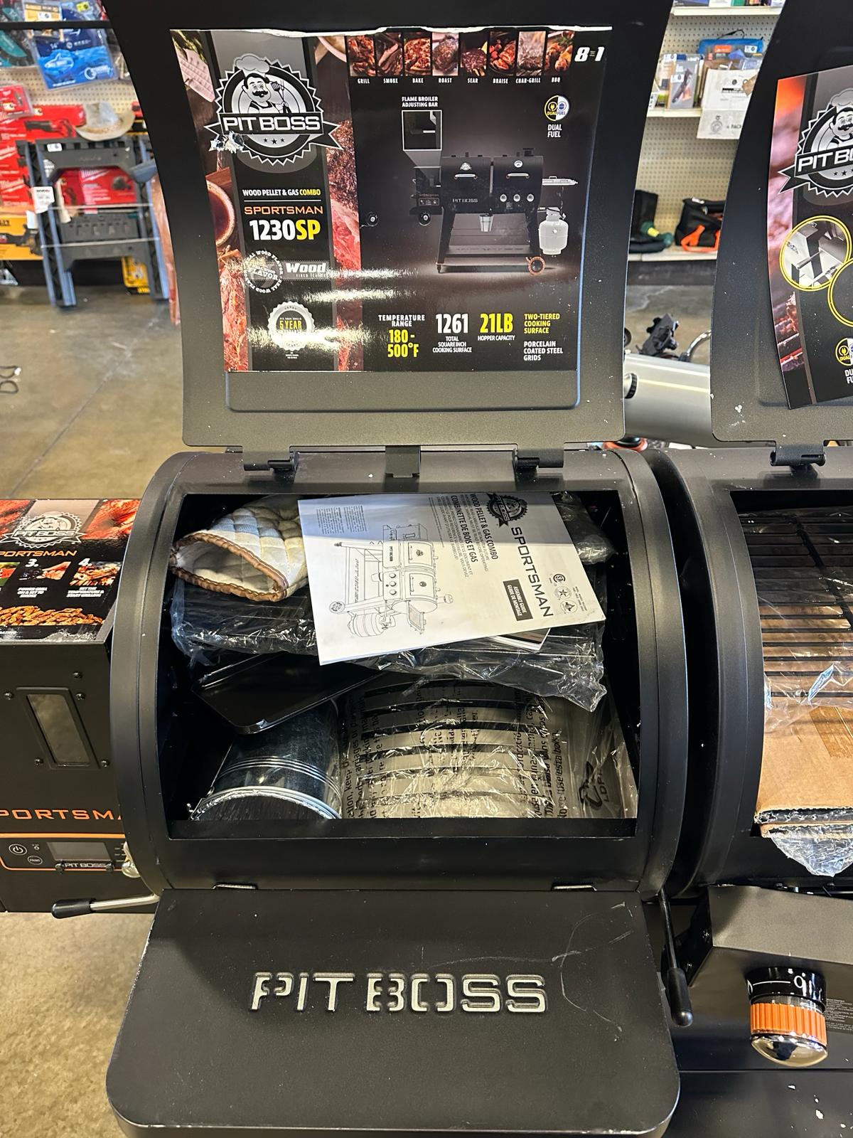 Slightly Damaged Pit Boss PB1230SP Wood Pellet and Gas Combo Grill, Black