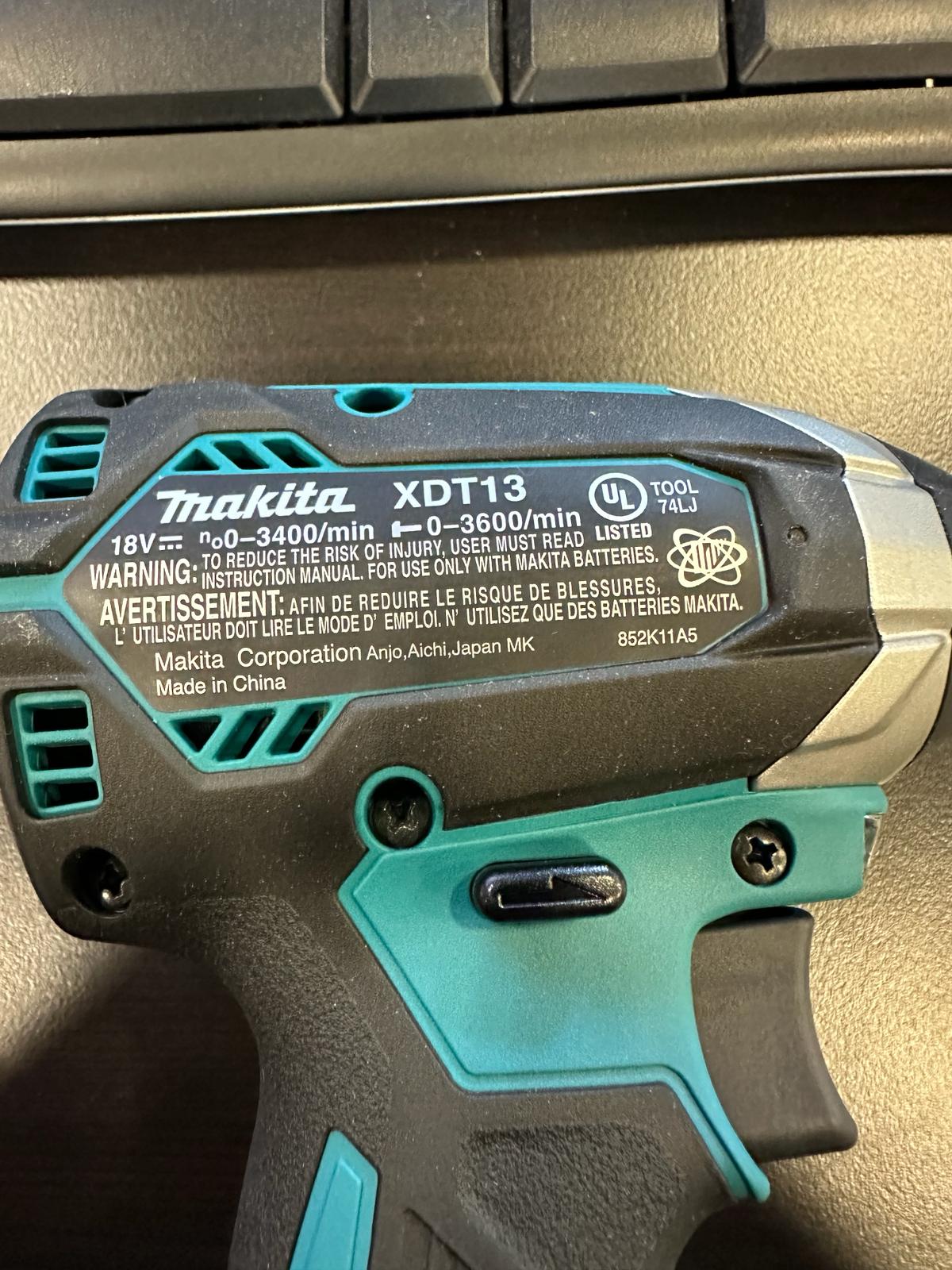 MAKITA XDT13 18V LXT Lithium-Ion Brushless 1/4 in. Cordless Variable Speed Impact Driver (Tool Only)