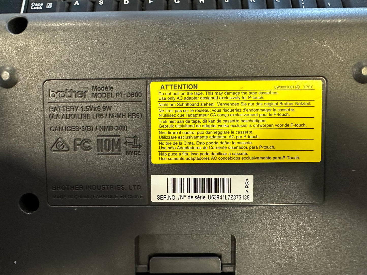 Slightly Used Brother P-Touch Label Maker, PC-Connectable Labeler, PTD600, Color Display, High-Resolution PC Printing, Black, Black/Gray