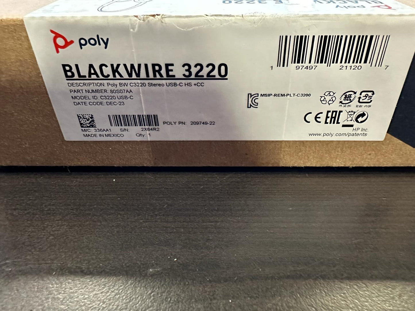 Poly Blackwire 3220 Wired Headset (Plantronics)