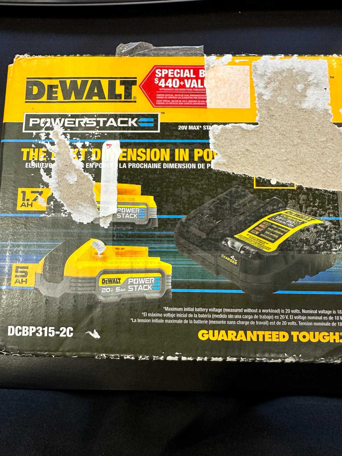 DEWALT DCBP315-2C 20V MAX POWERSTACK Lithium-Ion Batteries and Charger Starter Kit (1.7 Ah/5 Ah)
