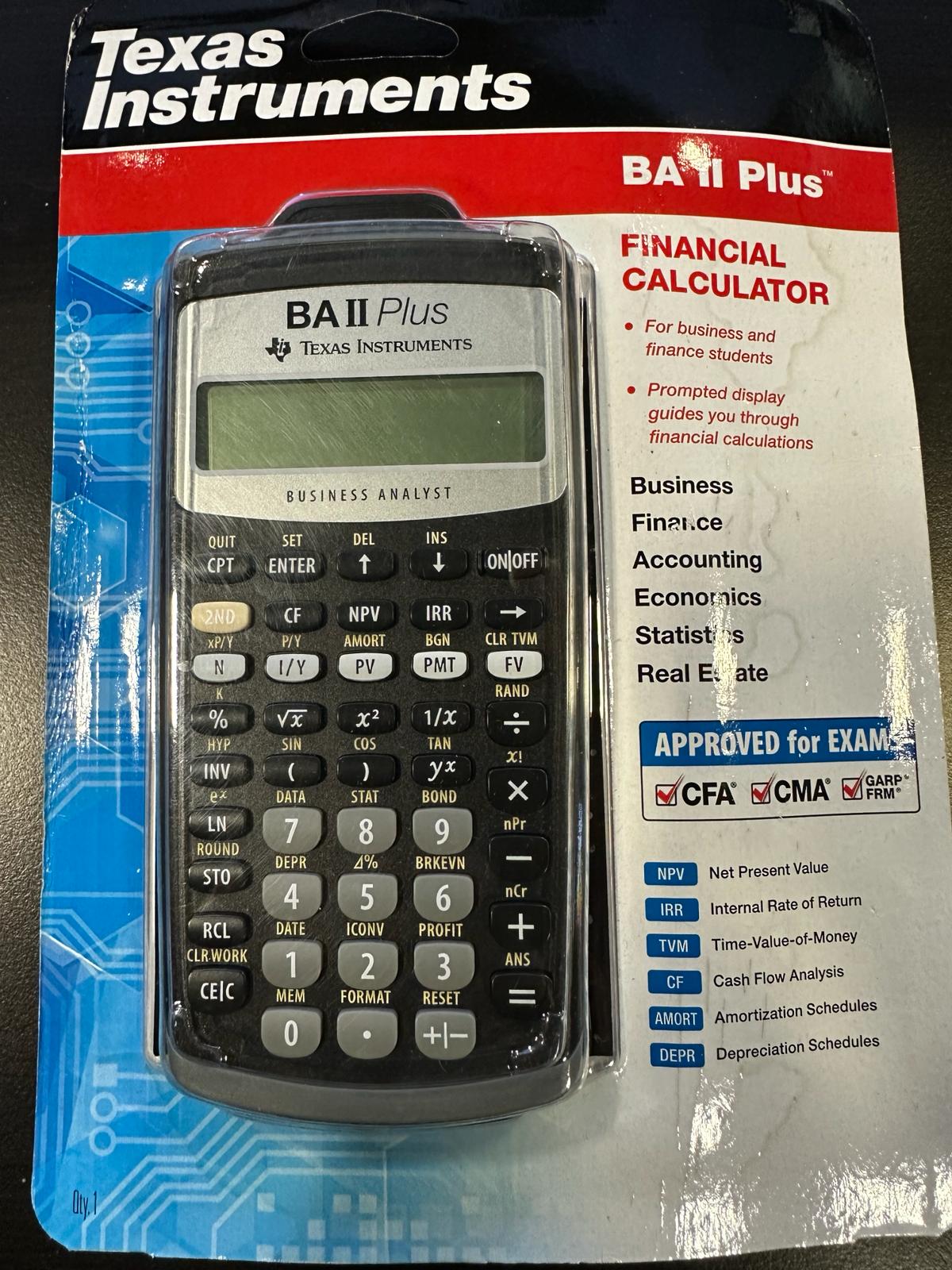 Texas Instruments BA II Plus Financial Calculator, Black Medium