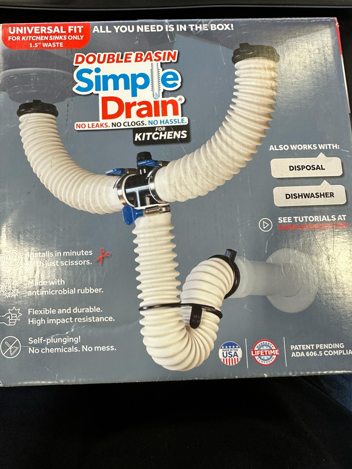 Simple Drain Double Basin Flexible Self-Plunging Sink Drain