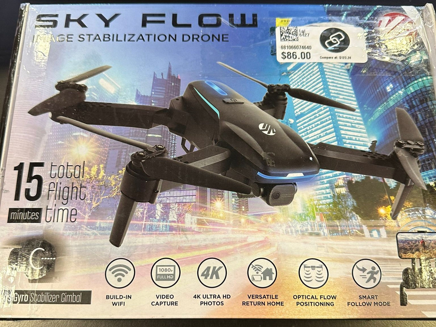 Vivitar Sky Flow 4K Aerial Camera Drone, Black