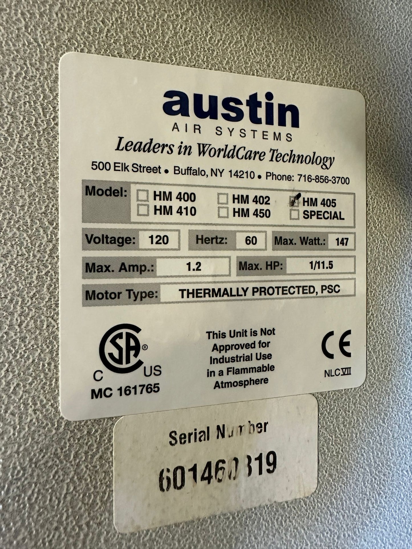 Austin Air Allergy Machine HEPA Air Purifier Model HM405