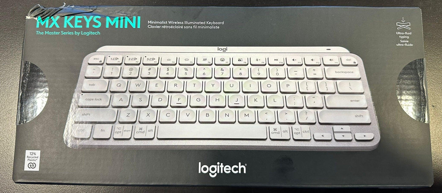 Logitech MX Keys Mini Minimalist Wireless Illuminated Keyboard, Compact, Bluetooth, USB-C. New With Minimal Outside Box Damage