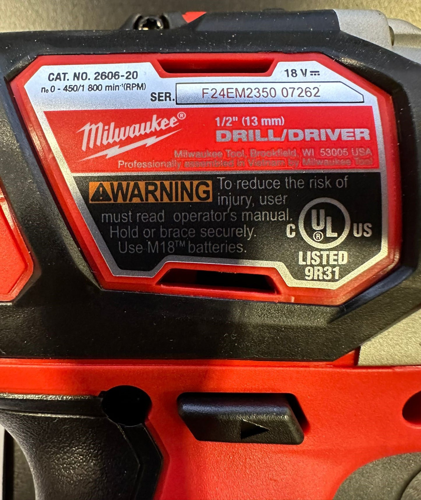 Milwaukee M18 18V Lithium-Ion Cordless 1/2 in. Drill Driver  Model # 2606-20 (Tool-Only)