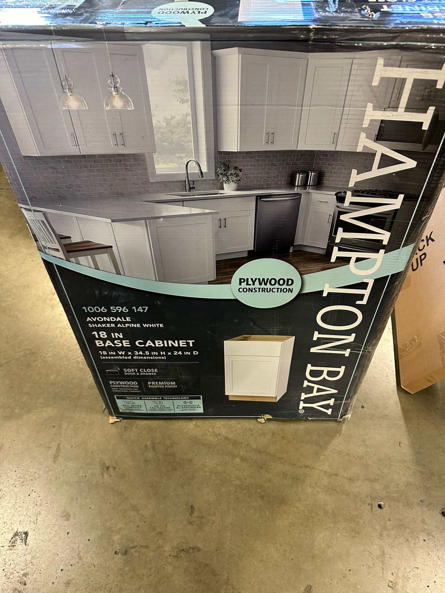 Hampton Bay Avondale 18" W x 24" D x 34.5" H Ready to Assemble Base Kitchen Cabinet in Alpine White