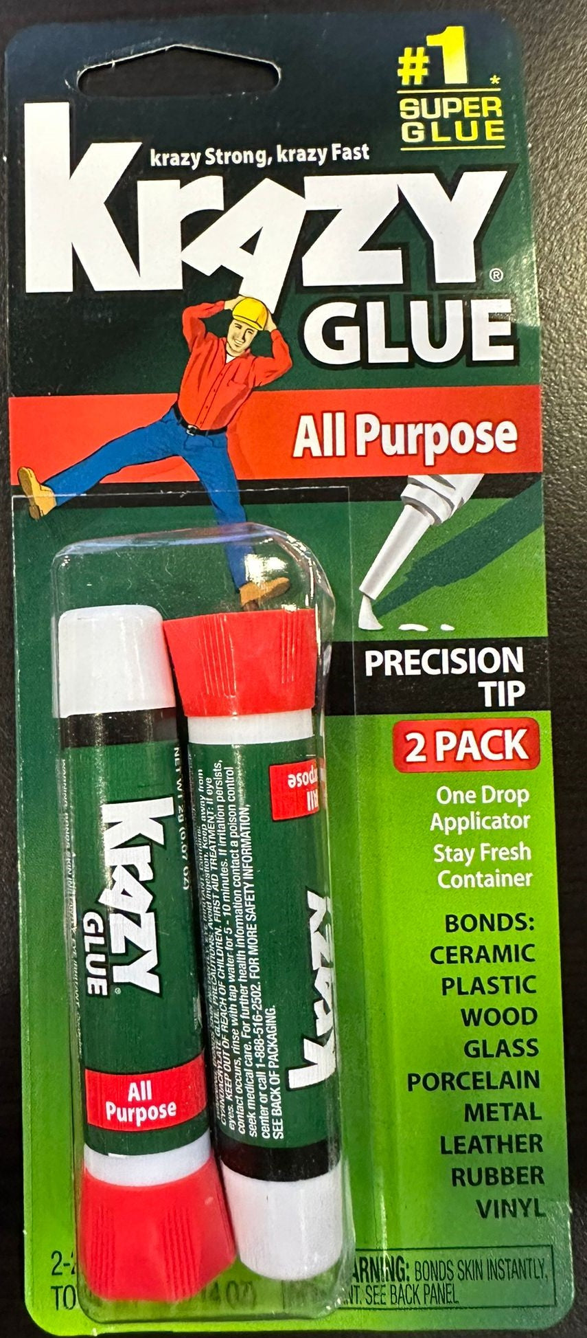 Krazy Glue KG517 All Purpose Super Glue, Precision Tip, 2 Grams, 2 Count