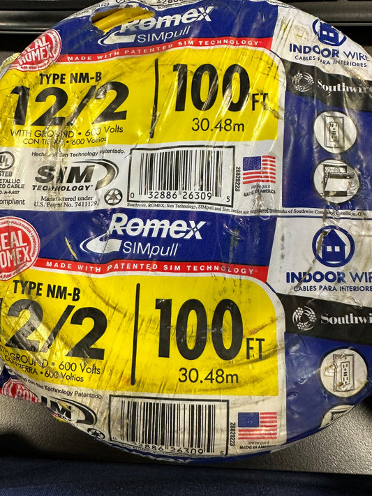 Southwire 100 ft. 12/2 Solid Romex SIMpull CU NM-B W/G Wire Model # 28828228