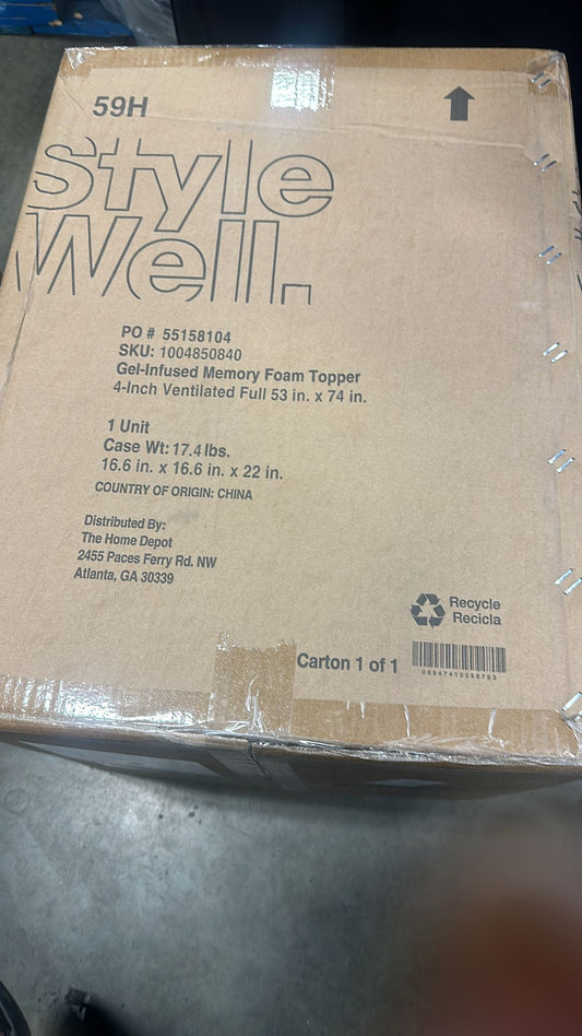 Stylewell 4 in. Gel Infused Memory Foam Full Mattress Topper