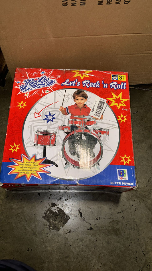 BOYS TOY COMPLETE DRUM SET WITH CYMBAL TOM DRUMS