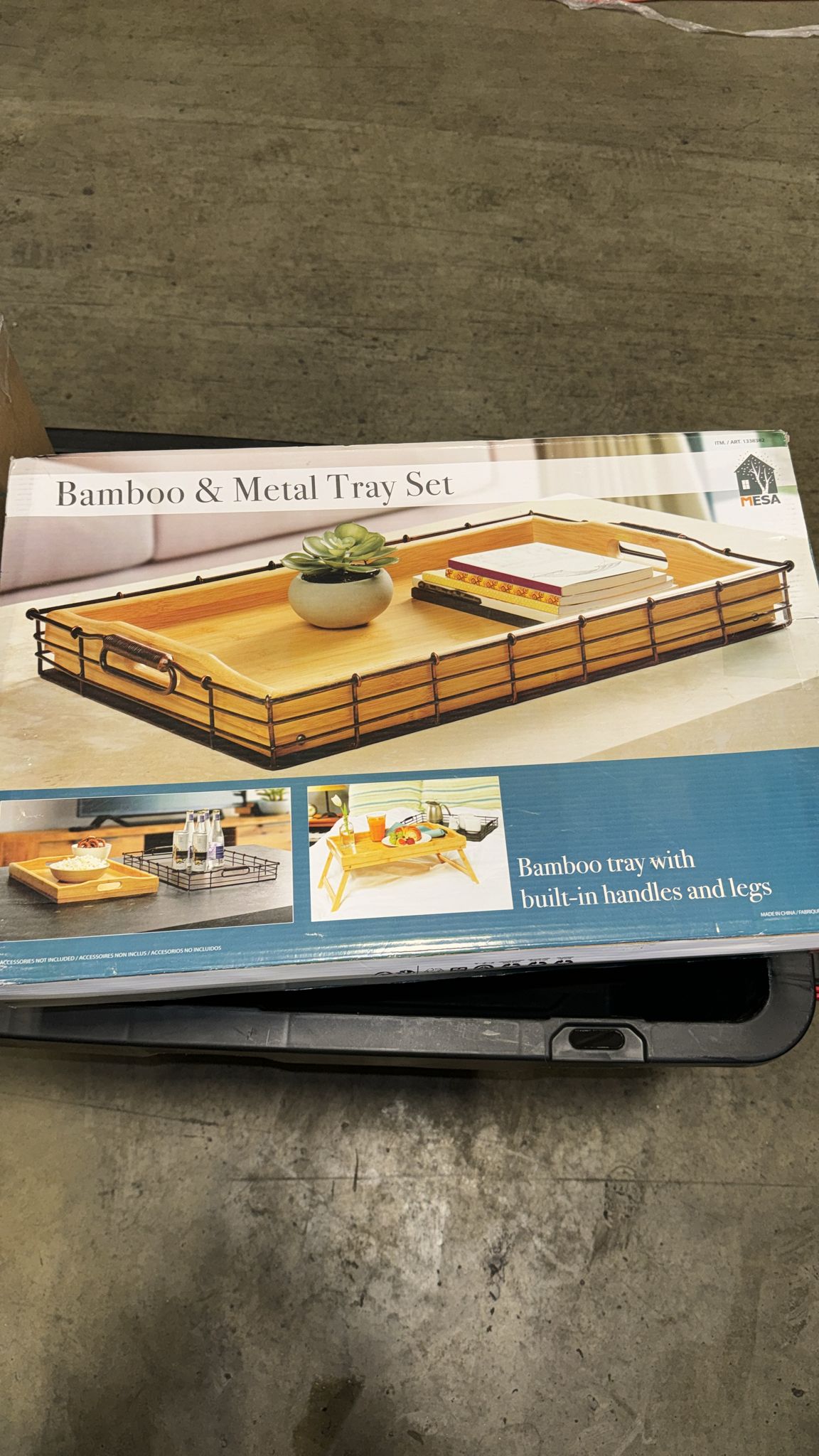 Mesa Bamboo and Metal Tray Set