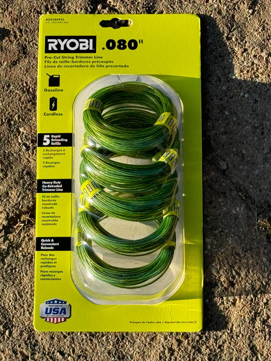 Ryobi 0.080 in. x 16 ft. Pre-Cut Spiral Line (5-Pack)