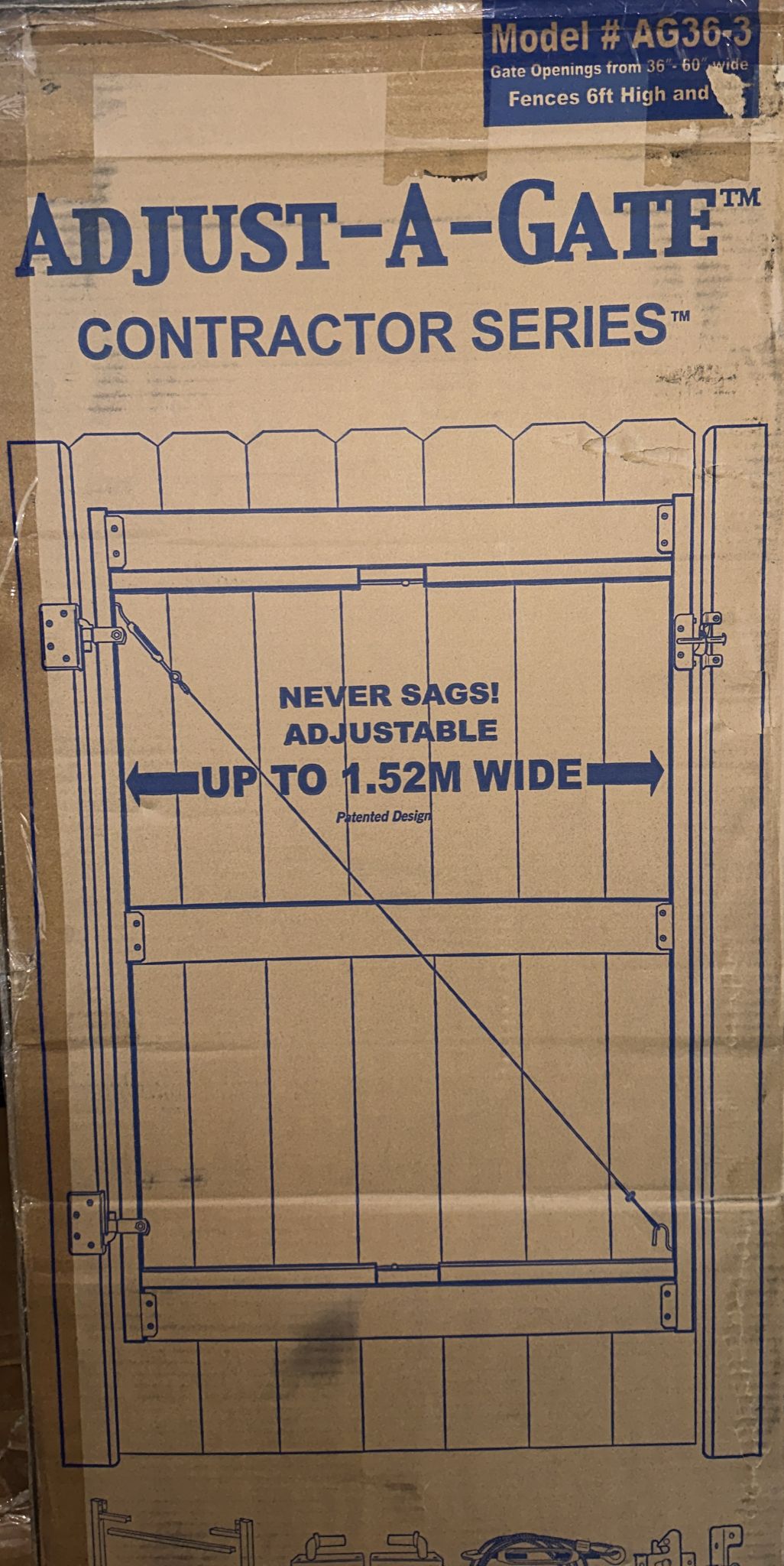 Adjust-A-Gate 3 Rail 60"H/36"-60" W Kit-Contractor Series 1-1/4-in Black Gate Kit