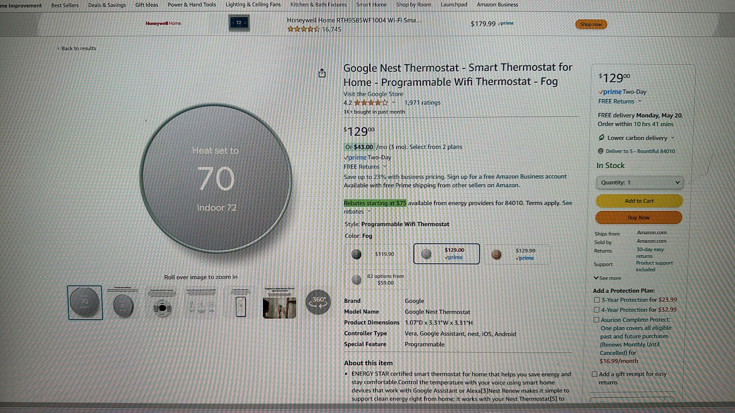 Google Nest Thermostat - Smart Thermostat for Home - Programmable Wifi Thermostat