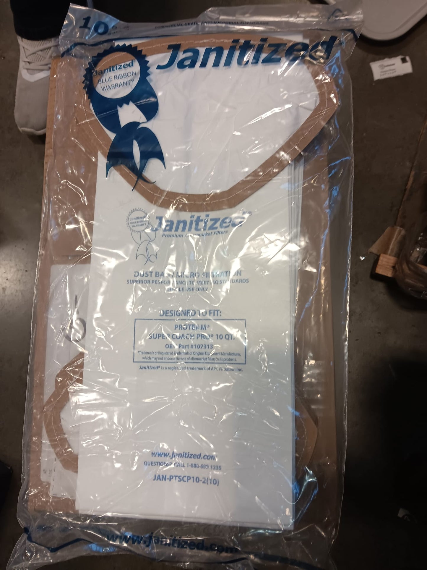 Janitized Vacuum Filter Bags Designed to fit proteam Super Coach pro 10, 100/carton