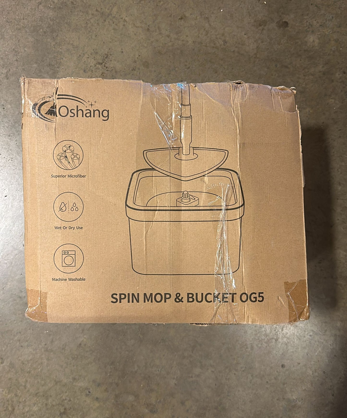 oshang Spin Mop and Bucket OG5 - Hand-Free Wringing Floor Cleaning Mop - Separates Dirty and Clean Water - 3 Washable & Reusable Microfiber Mop Heads IncludedSpin Mop and Bucket OG5