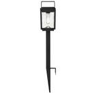 Hampton Bay Leeds Solar Black LED Path Light with Vintage Bulb & Seedy Glass Lens; 20 Lumens, 6-pack