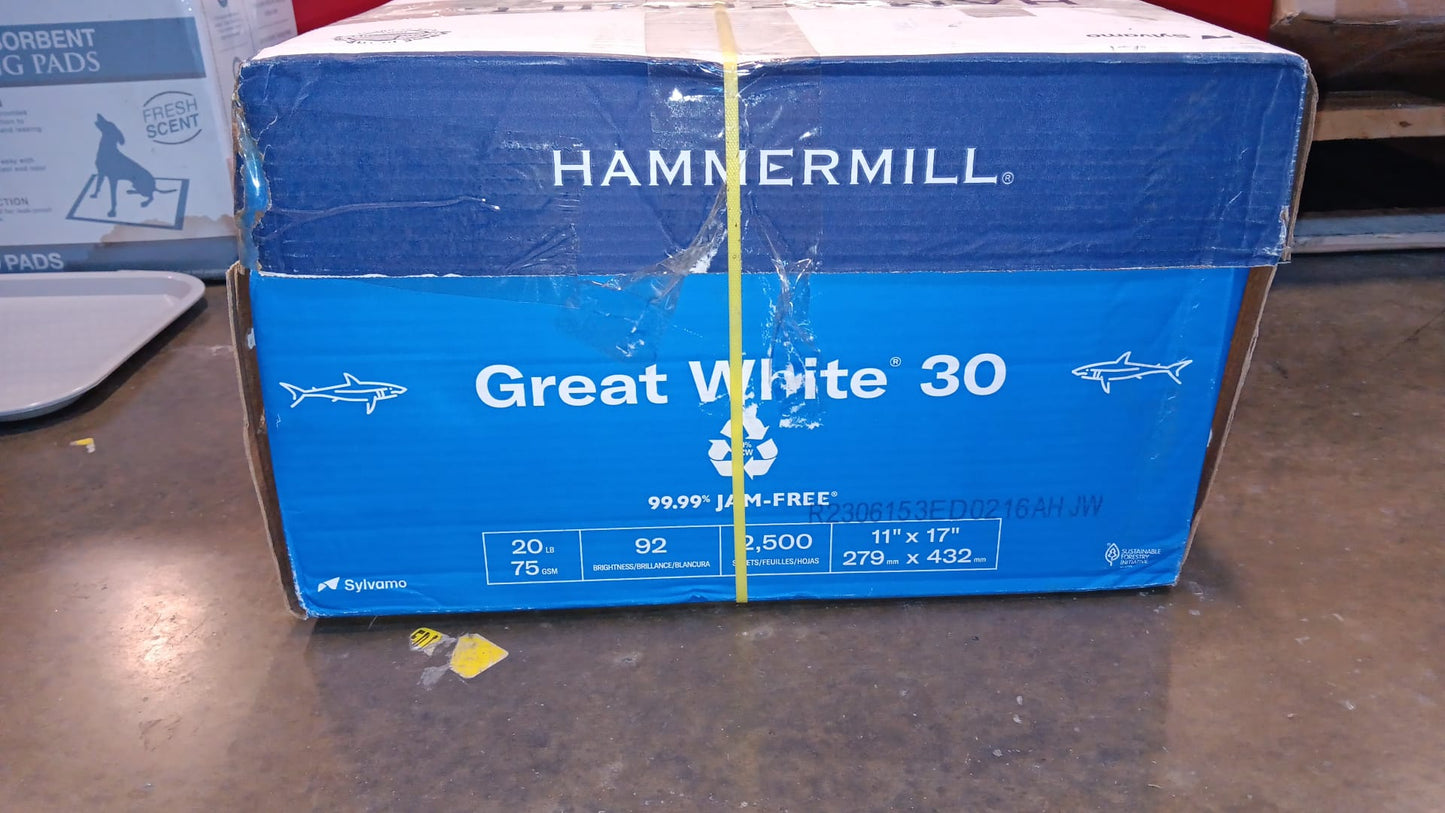 Hammermill Printer Paper, Great White 30% Recycled Paper, 11 x 17-5 Ream (2,500 Sheets) - 92 Bright, Made in the USA, 086750C