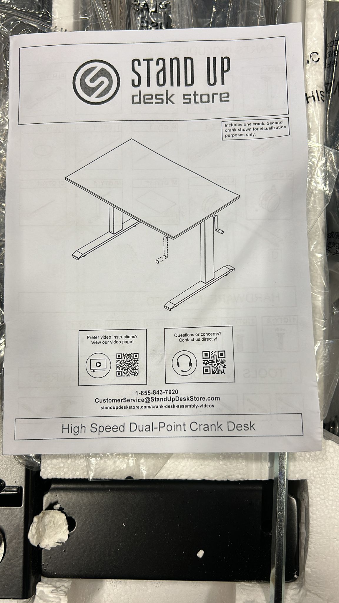 Win Up Time Manual Standing Desk Adjustable Height- Crank Mobile Standing Desk 48 x 24 Inches Sit Stand Desk Frame & Top, Stand Up Desk on Wheels, Computer Desk Black Frame & Black