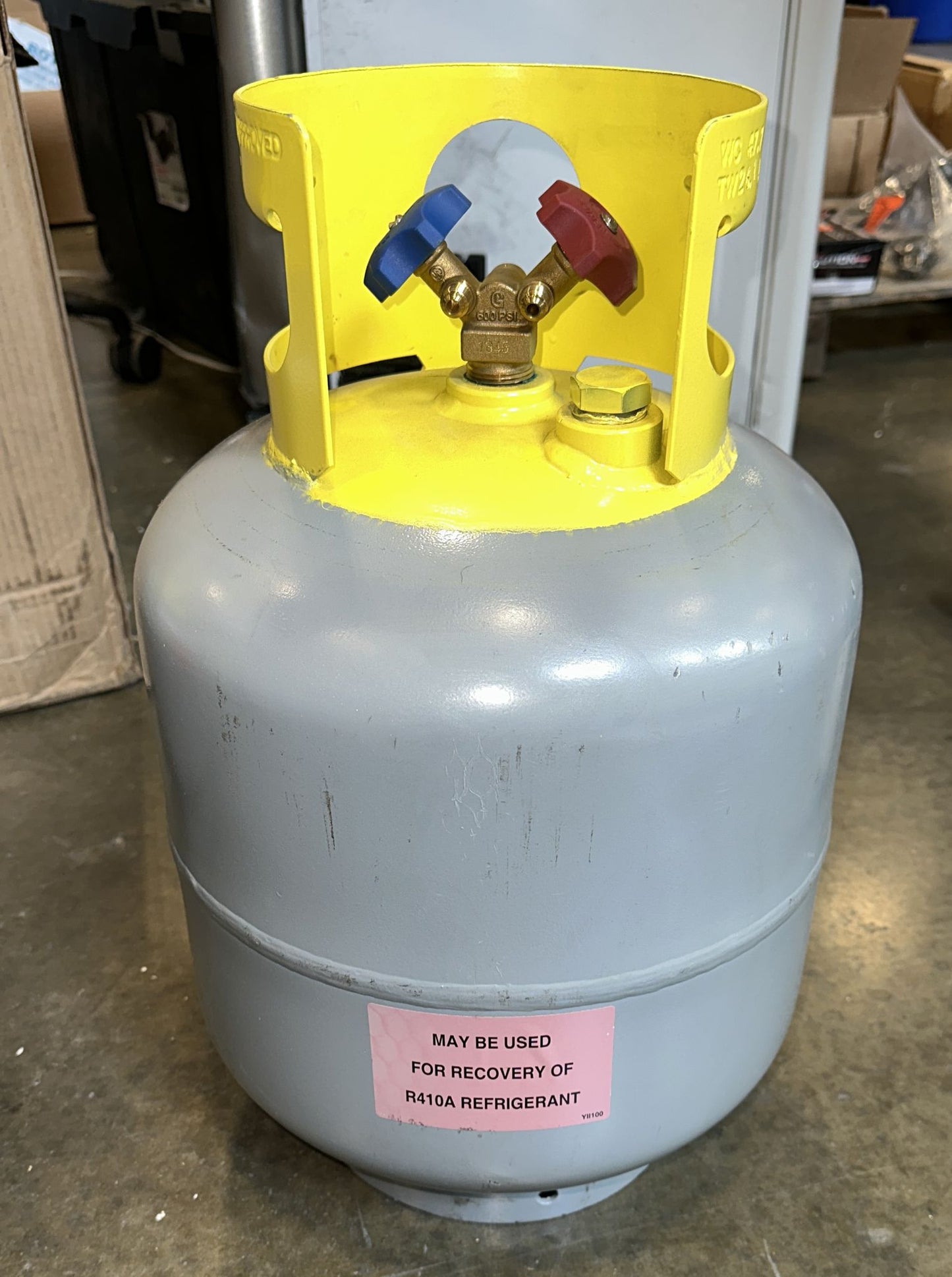 New 50 lb. Capacity Refrigerant Recovery Cylinder with Y Valve for Liquid/Vapor Recovery R410A