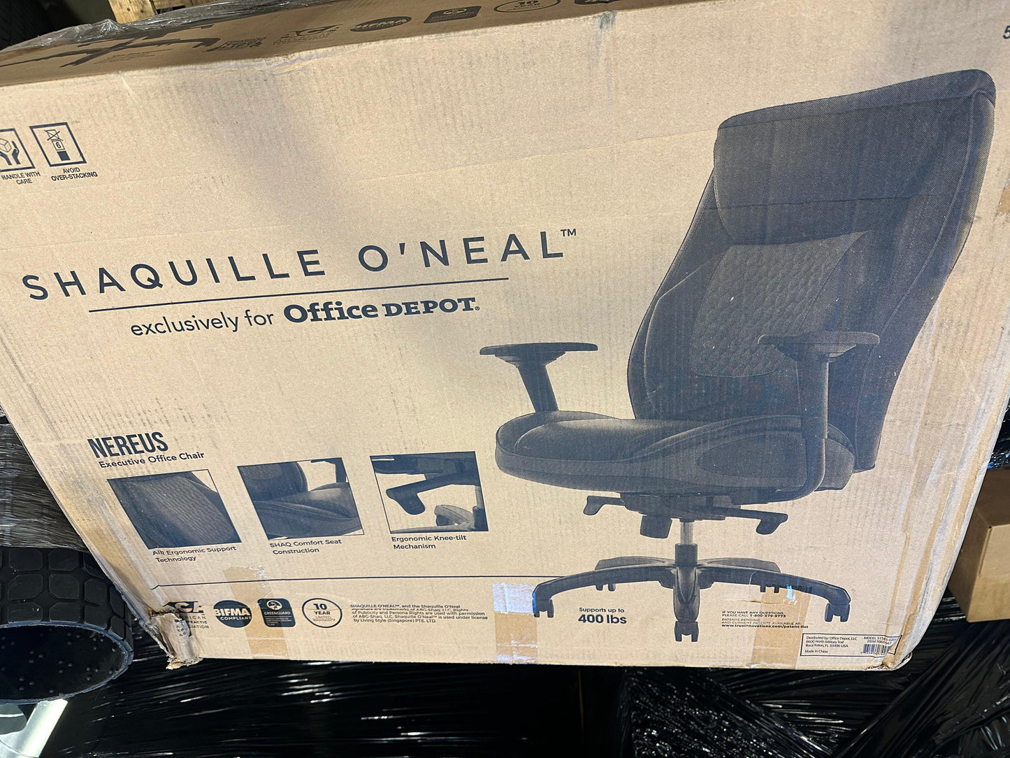 Shaquille O'Neal™ Amphion Ergonomic Bonded Leather High-Back Executive Office Chair, Gray