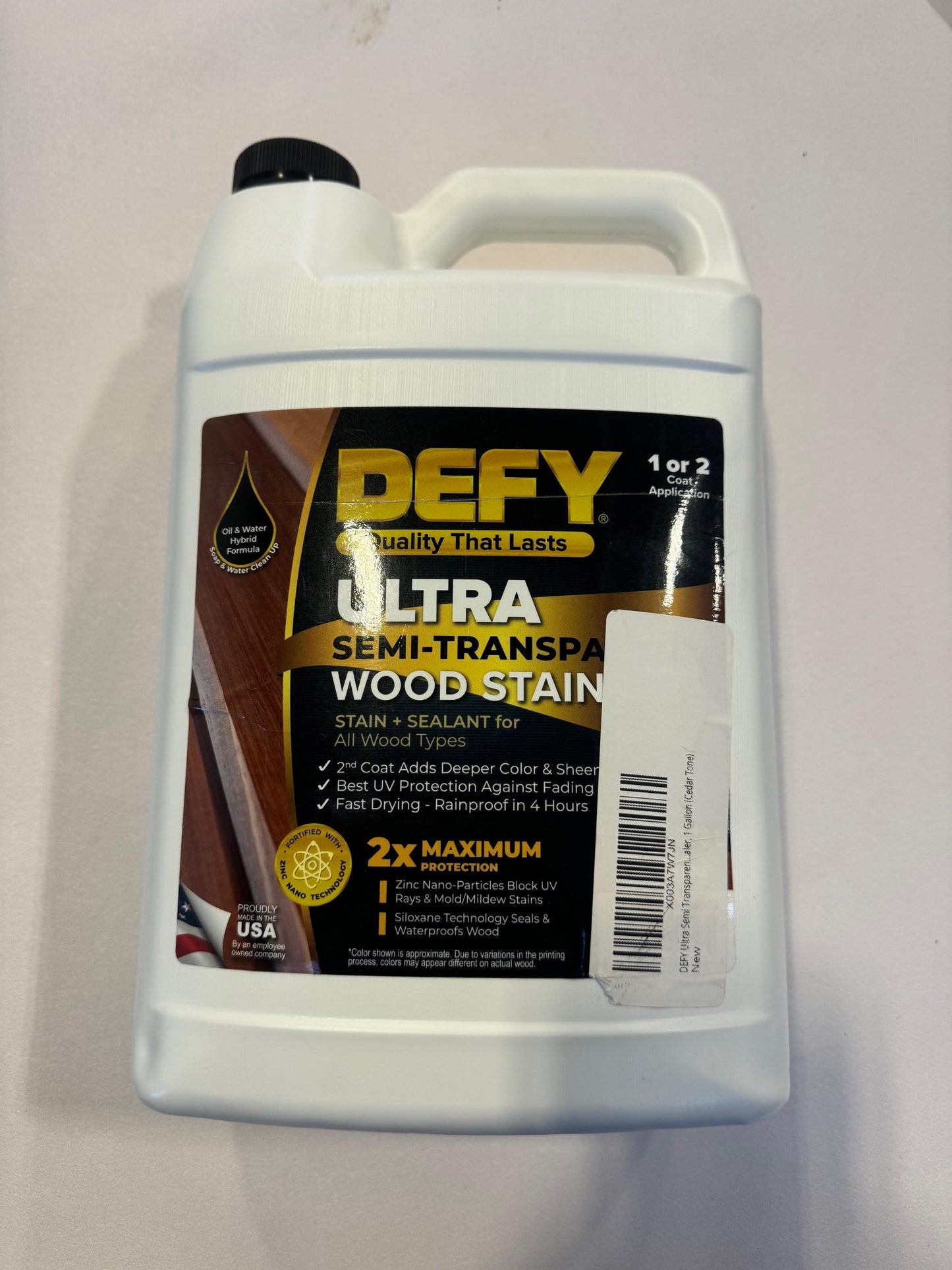 DEFY Ultra Semi Transparent Exterior Wood Stain - Premium Stain & Sealer, 1 Gallon (Light Walnut)