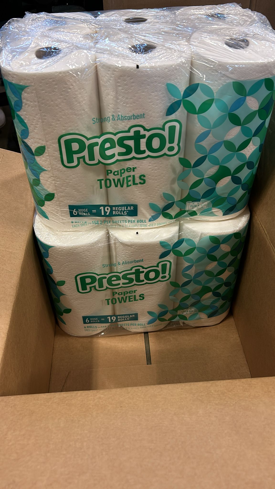 Presto! Flex-a-Size Paper Towels, 158 Sheet Huge Roll, 12 Rolls (2 Packs of 6)