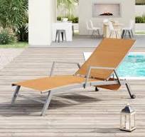 STARSONG Orange 1-piece Sling Fabric Adjustable Outdoor Chaise Lounge with Arms