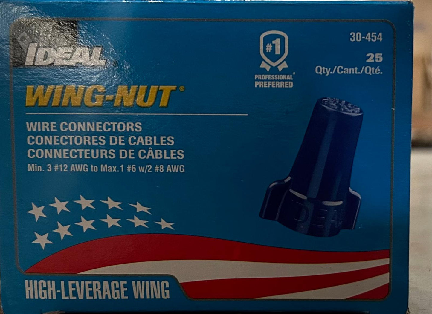 IDEAL INDUSTRIES INC. 30-454 Wing-Nut 454 Wire Connector, Blue (Pack of 25)