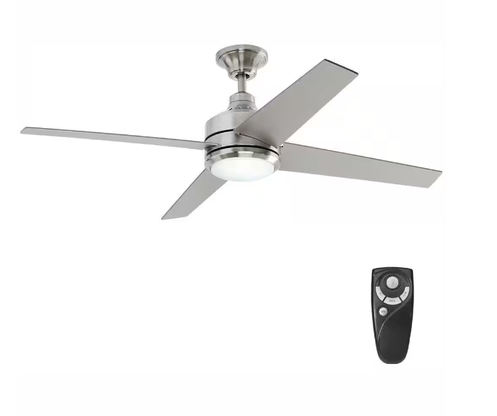 Mercer 52 in. LED Indoor Brushed Nickel Ceiling Fan with Light Kit and Remote Control