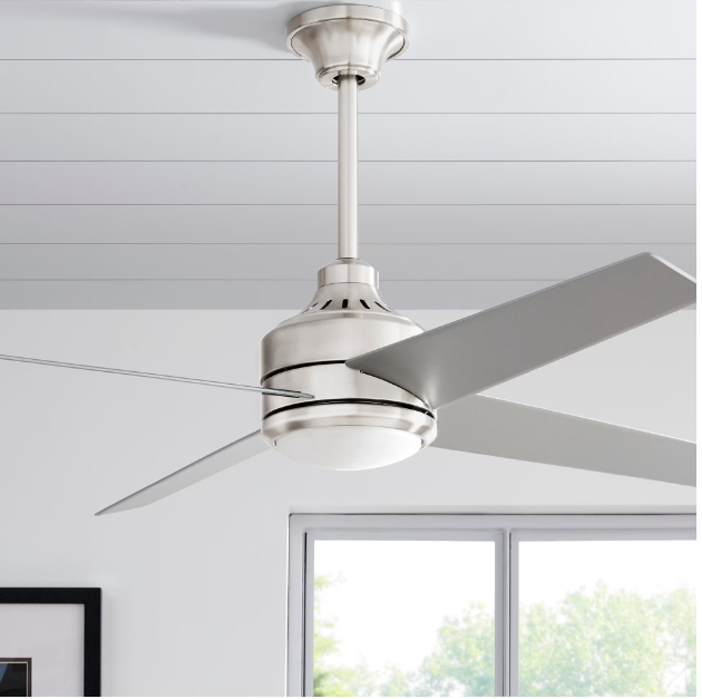 Mercer 52 in. LED Indoor Brushed Nickel Ceiling Fan with Light Kit and Remote Control