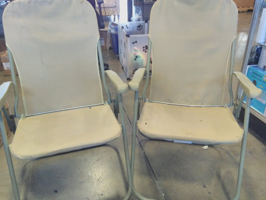 (2) Folding Taupe Chairs