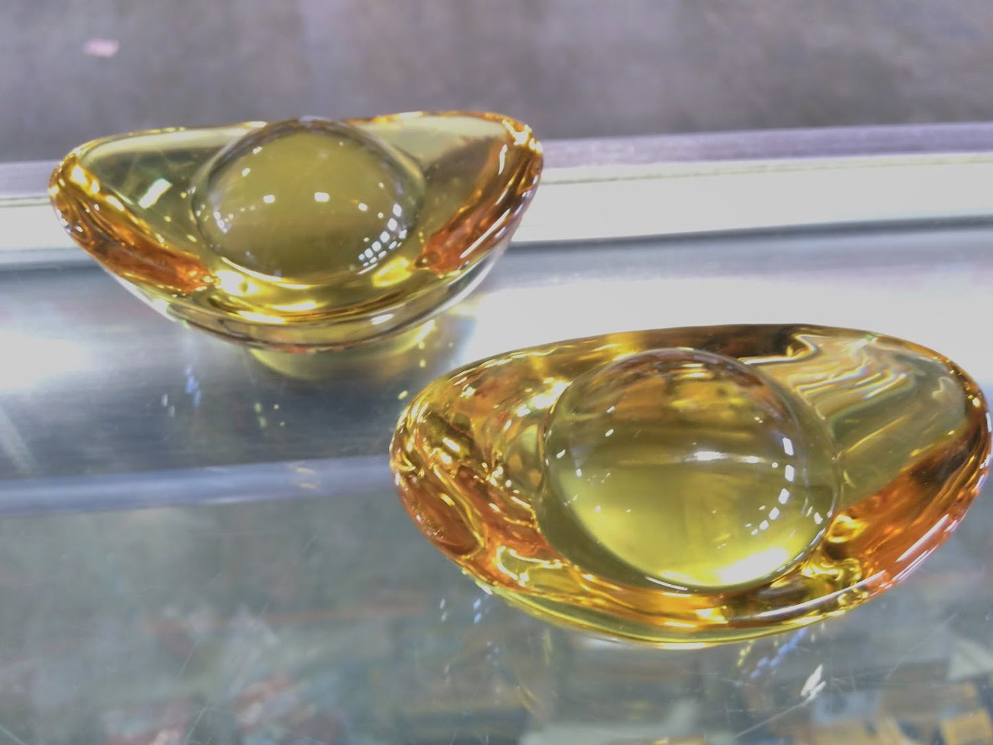 Chinese Yellow Crystals Yuan Bao - Set of 2