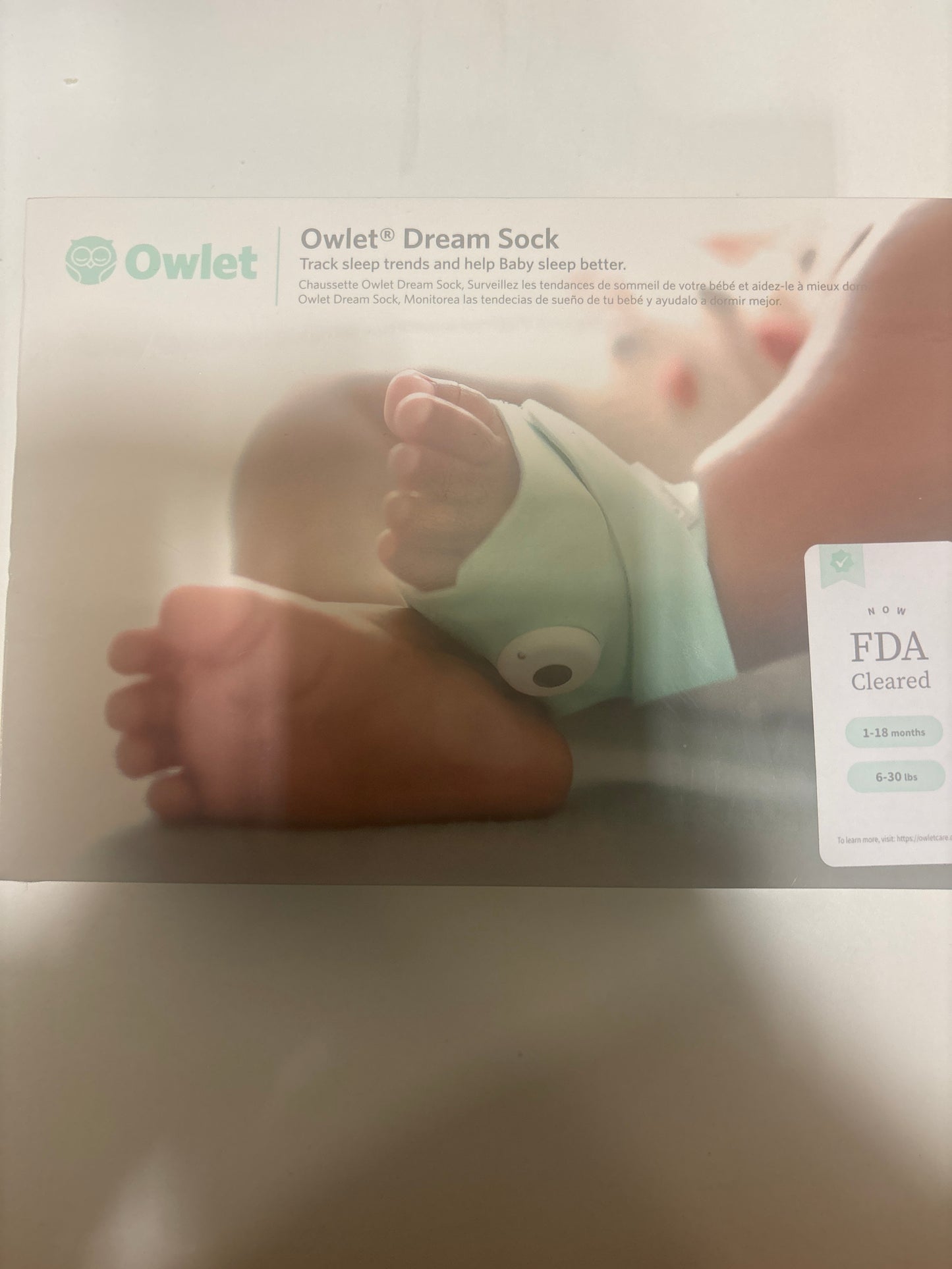 Owlet Dream Sock® - FDA-Cleared Smart Baby Monitor - Track Live Pulse (Heart) Rate, Oxygen in Infants - Receive Notifications - Mint