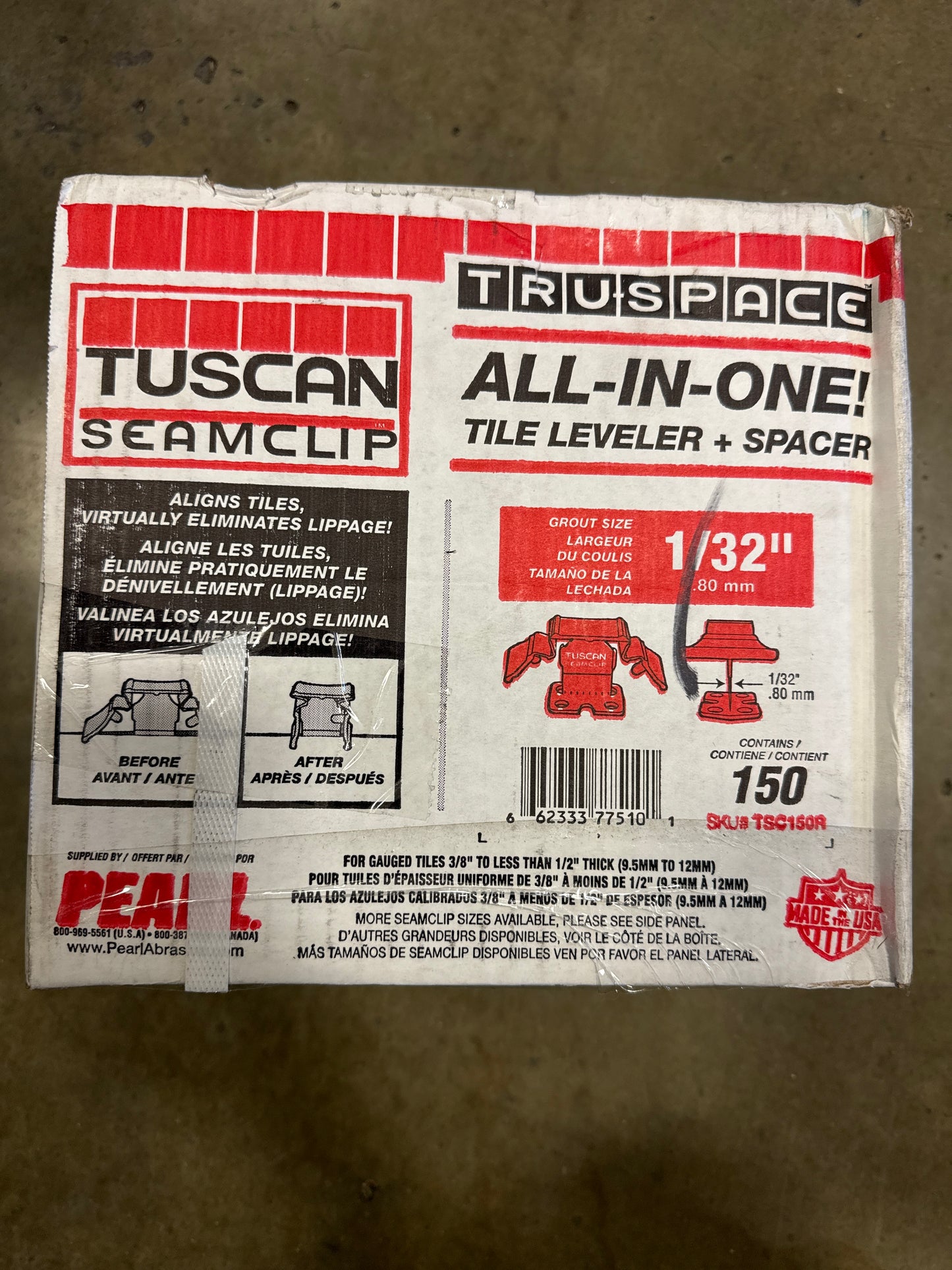 TUSCAN SEAMCLIP TRUSPACE (ORANGE) 1/16" BOX OF 150 PCS