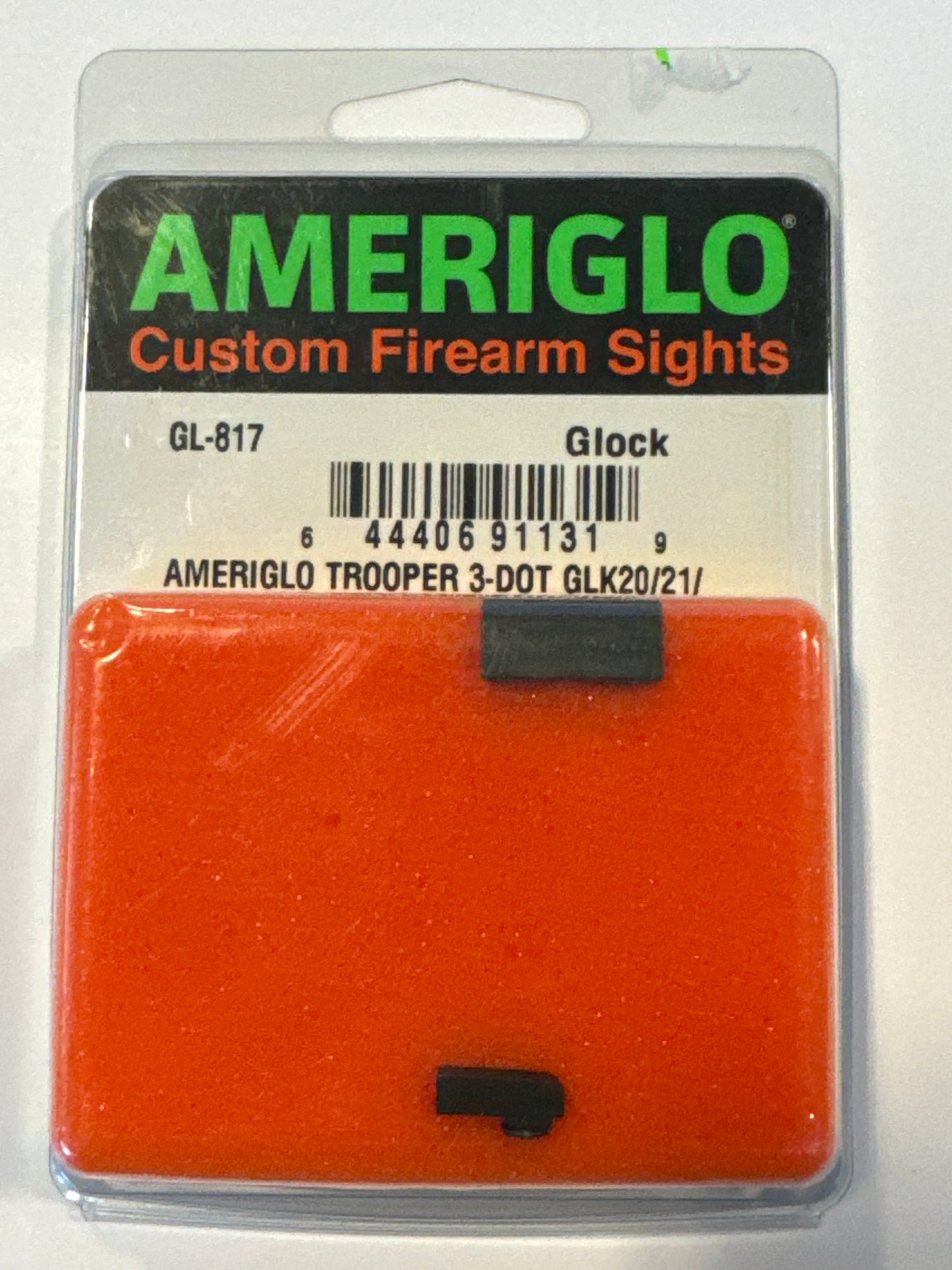 AMERIGLO Trooper Series - Three-Dot Green Tritium Design Set Front Outline Orange Gen 1-4 10mm/.45/.357