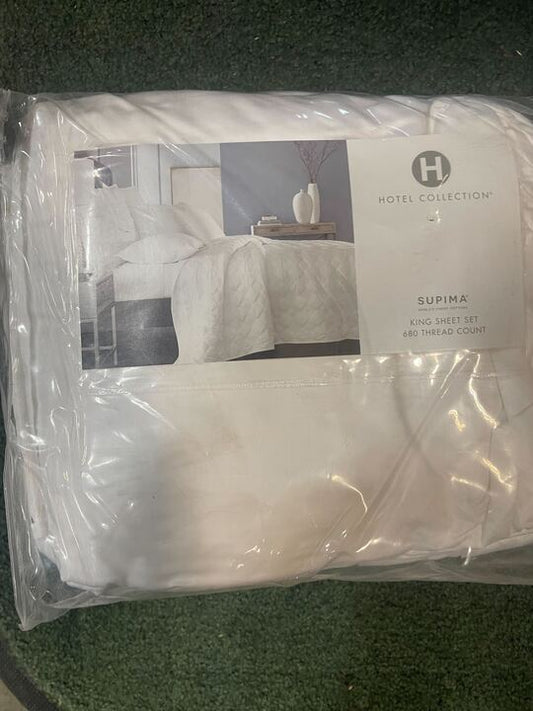 Hotel Collection 680 Thread Count Cotton KING Sheet Set White