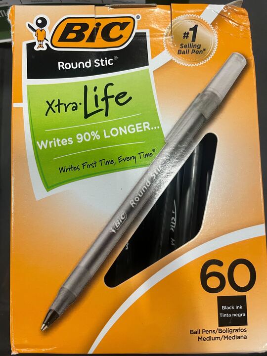 Round Stic Xtra Life Medium Point Pen (1.0 mm) 60-Count Box-Blue Ink 192290