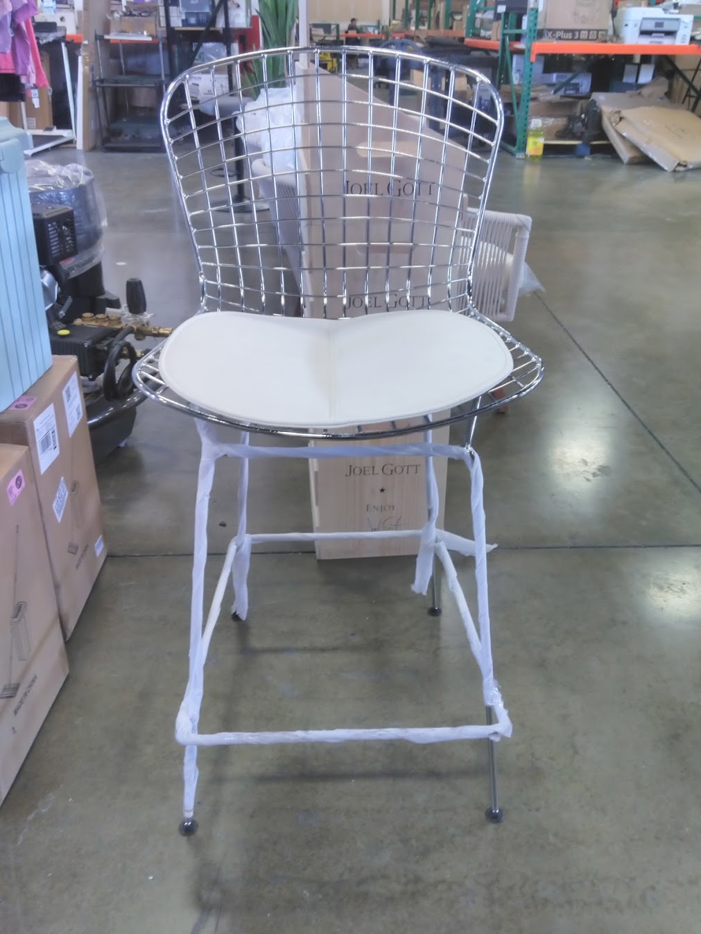 ModMade Mesh Chrome Metal Chair, White